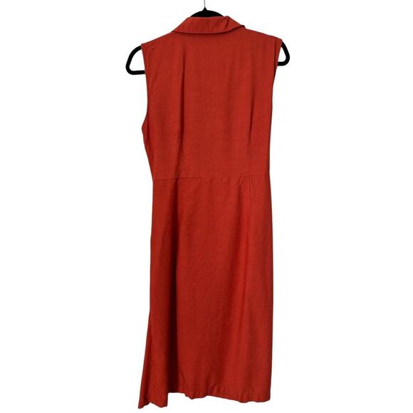 Ann Taylor Dress Womens Size 10 Cranberry Sleeveless Faux Wrap Casual Midi - Picture 6 of 14